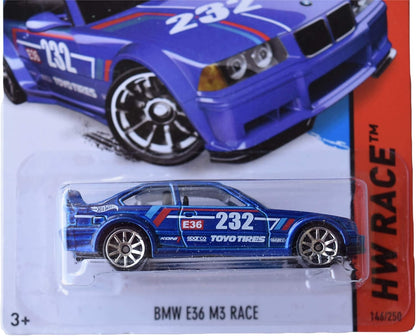 1:64 Scale Die-Cast BMW E36 M3 Race Car – Blue